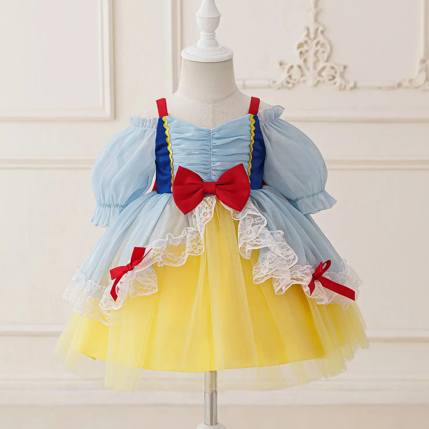 

Elegant Christmas Party Dress For Toddler Girls Lace Big Bow Lolita Dress For Baby Baptism Pageant Wedding Birthday Prom Gown