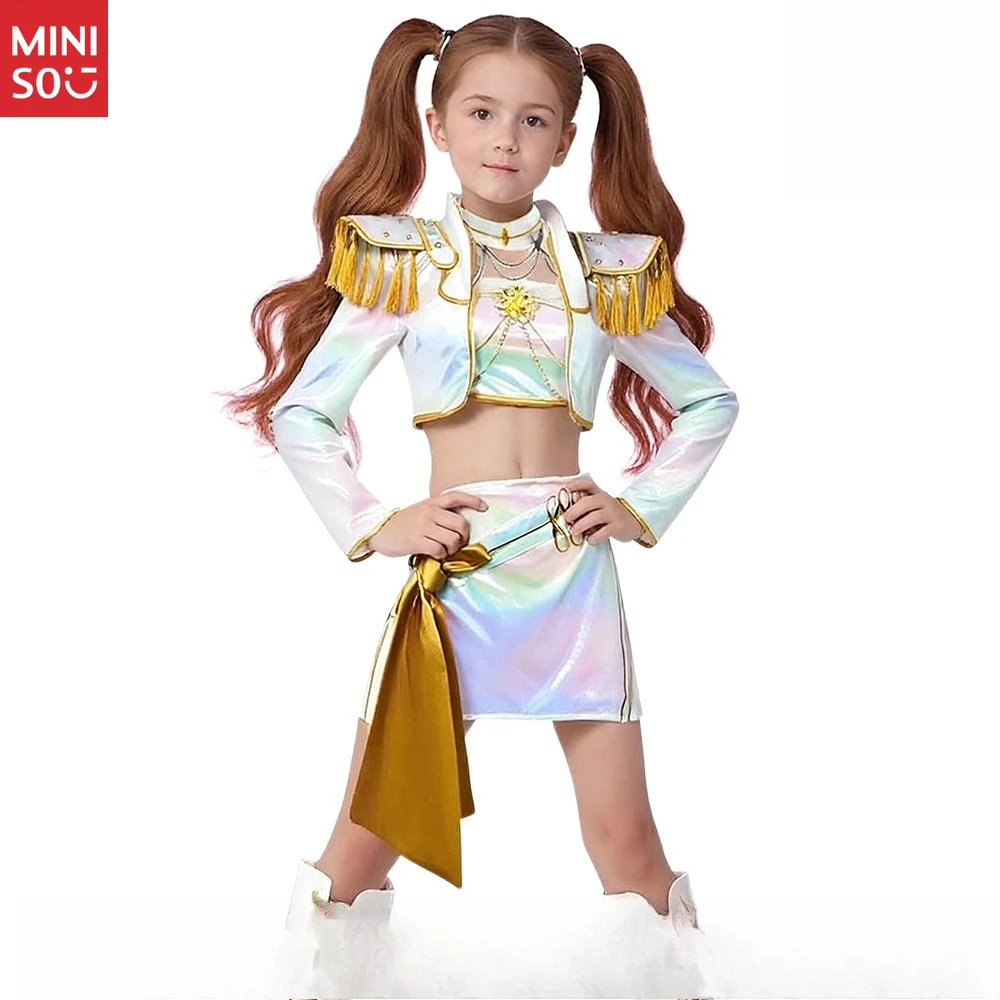 Miniso Witcher Girl Group Mira Platinum Cosplay, Anime Zoe Lumi Weiß Bühnenoutfit Performance Kostüm