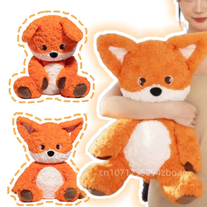 Kawaii High Quality Big Ears Long Tail Fox Plush Doll Orange Sitting Fox Soothing Toys Accompany Boys And Girls To Sleep Dolls