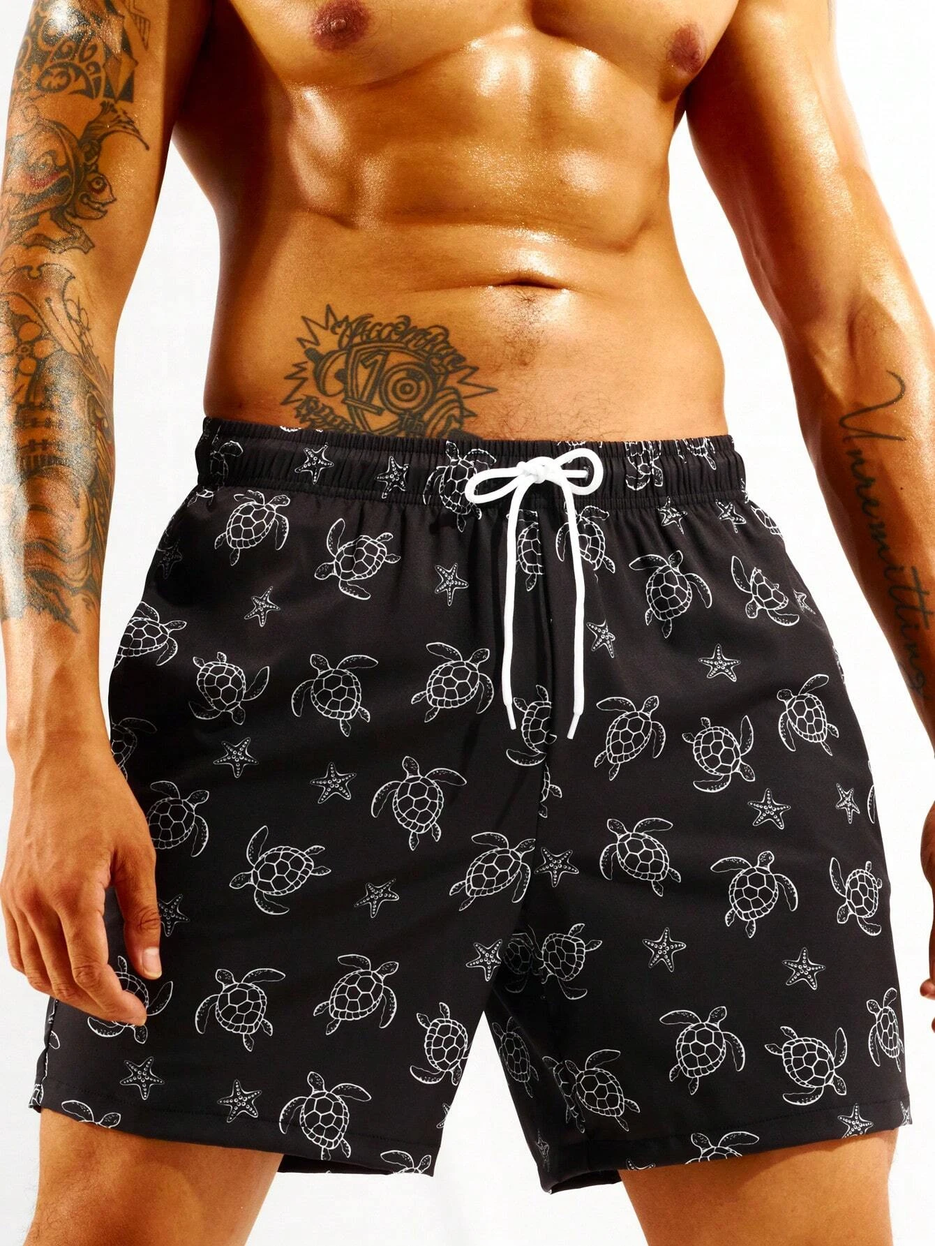 New Men's Shorts 3d Turtle Print Holiday Polyester Swimming Trunks Summer Beach Surfboard Shorts Hawaiian Shorts