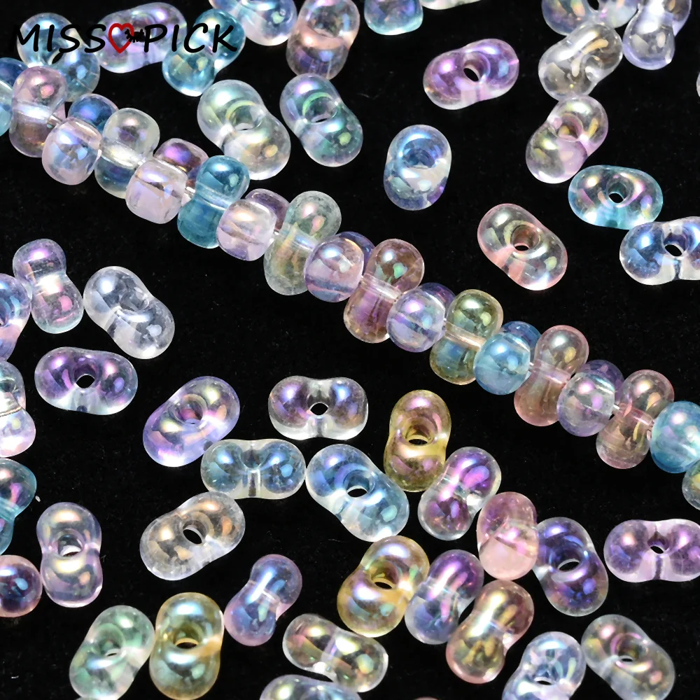 200Pcs 4x6mm Glass Beads For Jewelry Making Peanut Shaped Glass Seed Beads For Diy Bracelet Necklace Earrings Accessories