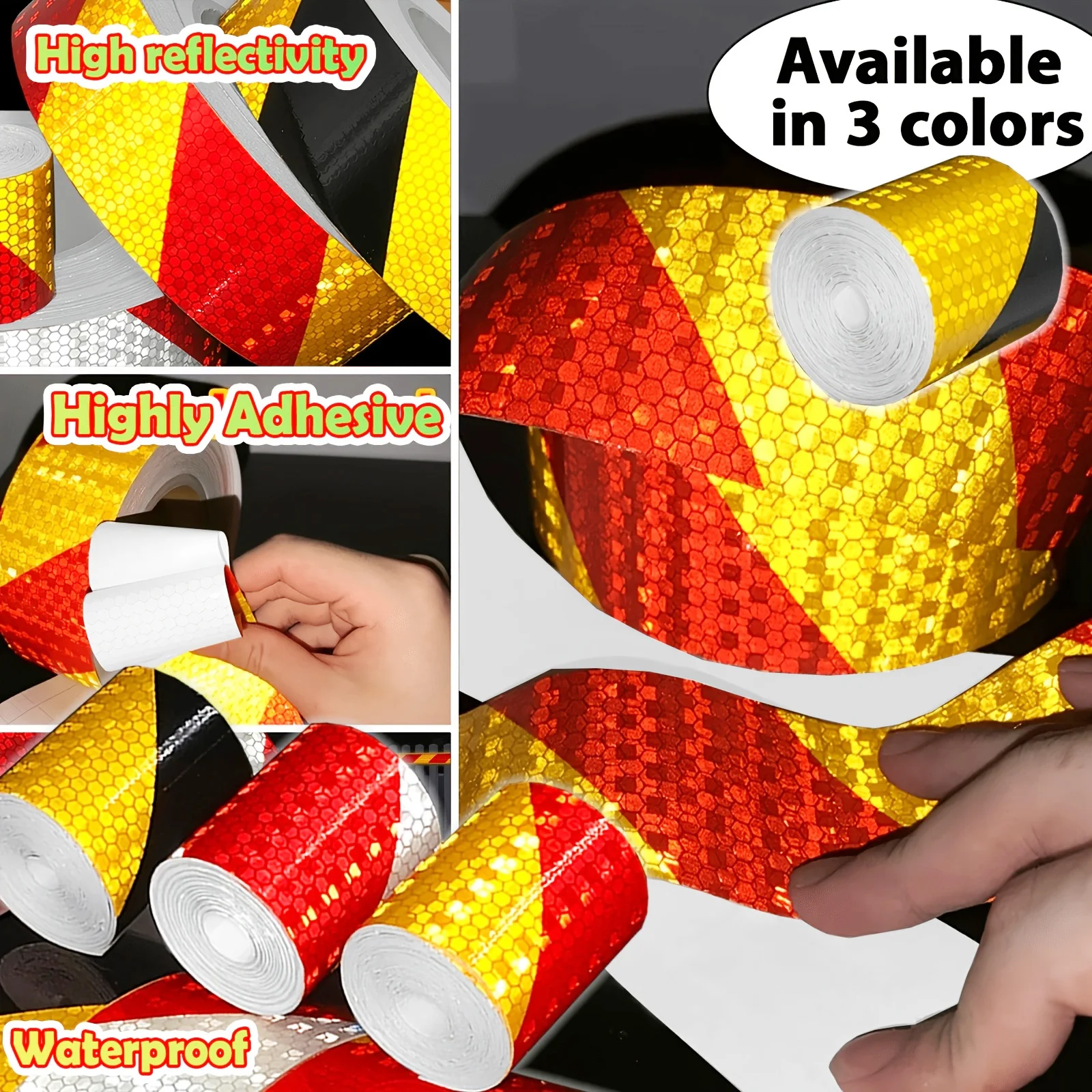 5CM Diagonal Reflective Tape, Industrial High Quality, High Visibility At Night, Self-adhesive, Durable, Used In Construction