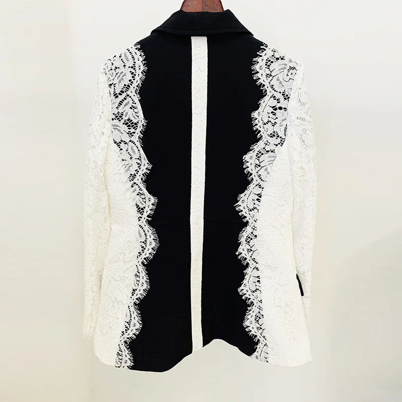 SuperAen 2024 New European and American Fashion One-button Contrasting Lace Stitched Blazer for Women