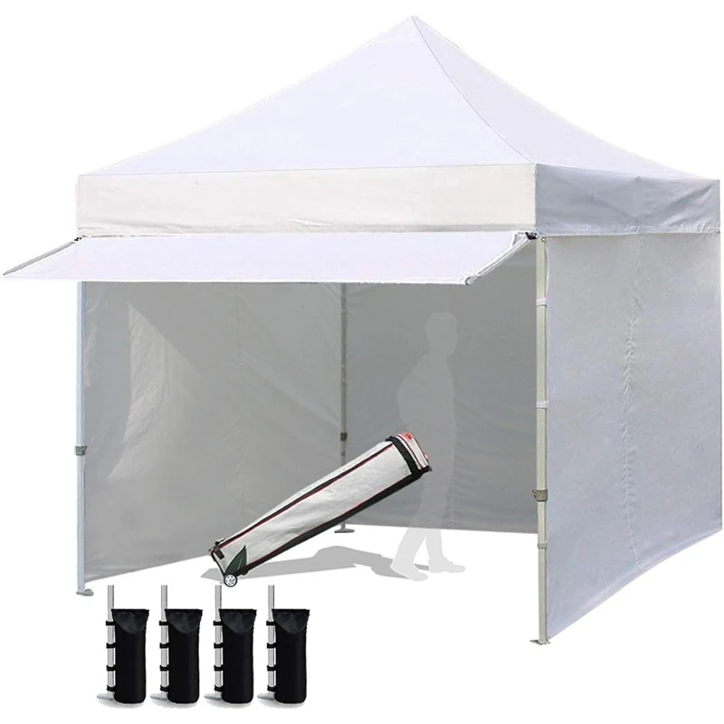 Pop Up Canopy Commercial Tent Outdoor Party Canopies with 4 Removable Zippered Sidewalls and Roller  4 Canopy Sand Bags