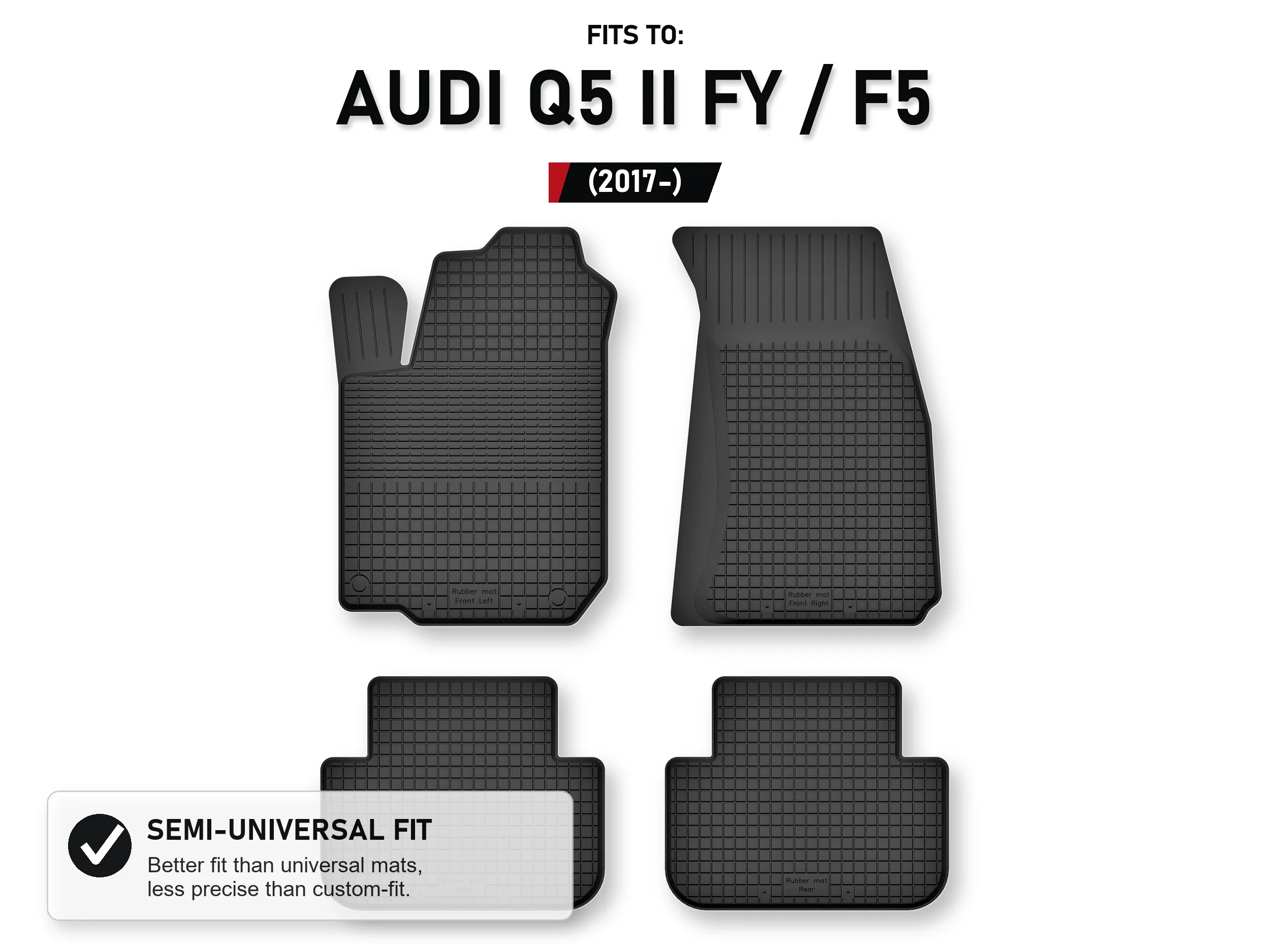Rubberen matten, dienbladtype voor: Audi Q5 Ii Fy / F5 2017- SUV 4 stuks