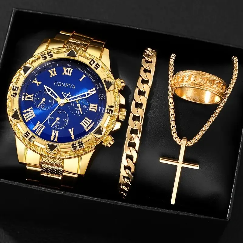 

Классические деловые мужские часы, роскошные мужские кварцевые часы с круглым большим циферблатом и стальным ремешком, Relogio Masculino (без коробки)