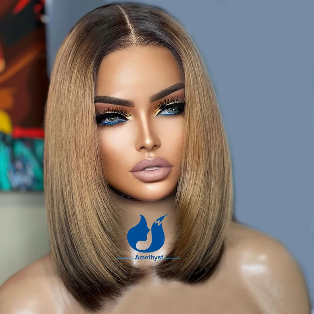 

Ombre Blonde Bob Wig Human Hair 13x6 Deep Part Lace Front Wigs Black Blonde Short Bob Wigs for Black Women Pre Plucked with Baby