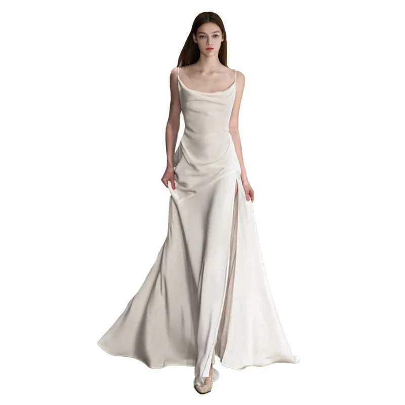 

J30 French strap light wedding dress 2024 summer new simple satin bride