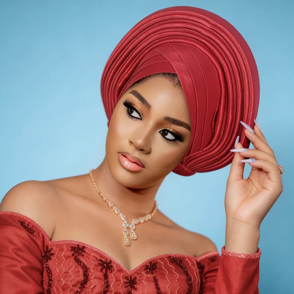 

Glitter Already Made Turban Cap for Women African Auto Gele Headties Bonnet Muslim Hijab Nigeria Wedding Geles Head Wraps Hat