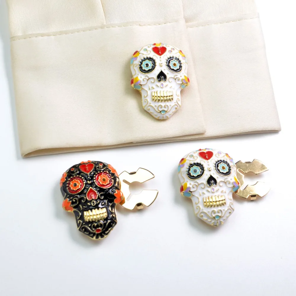 1PCS Halloween Skull Decorative Buttons Cufflinks Button Covers Accessories Wholesale Suitable for Men and Women