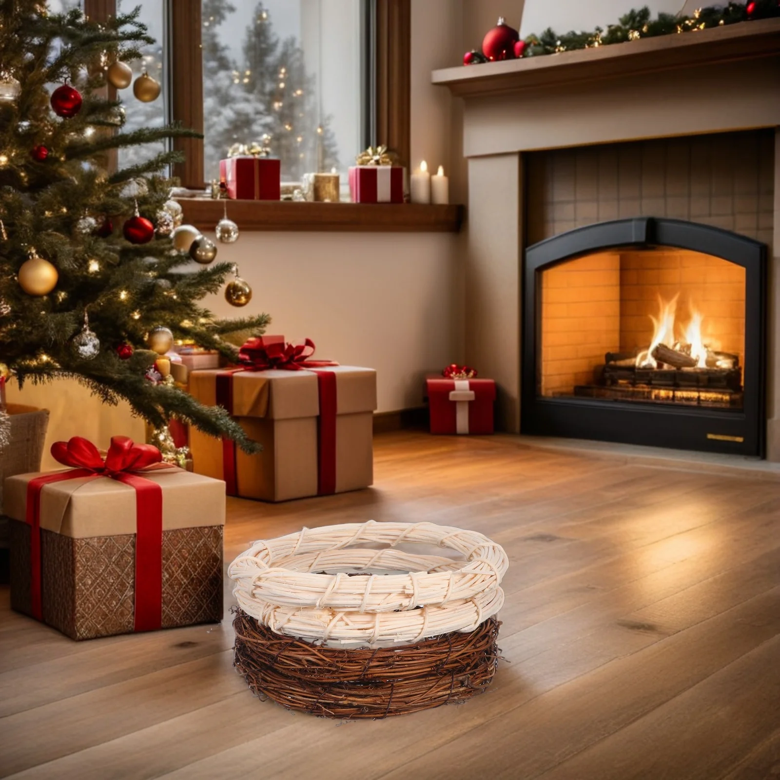 

4Pcs Rustic Rattan Grapevine Wreath Form 7.86 Inch Natural Twig Rings for DIY Home Decor Wedding Party Supplies