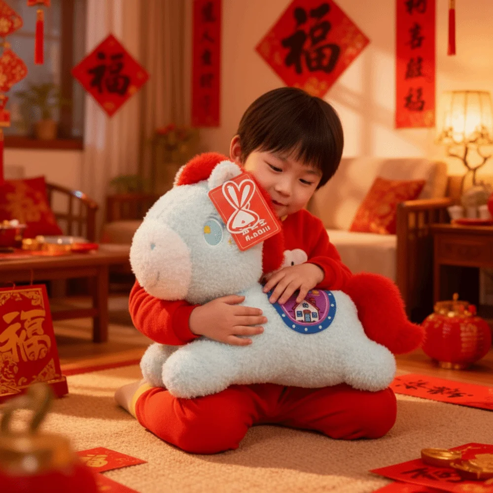 

Traditional Cartoon Chinese Zodiac Horse Soft Fluffy Horse Zodiac Horse Handmade Fluffy Stuffed Animal Horse Year of The Horse