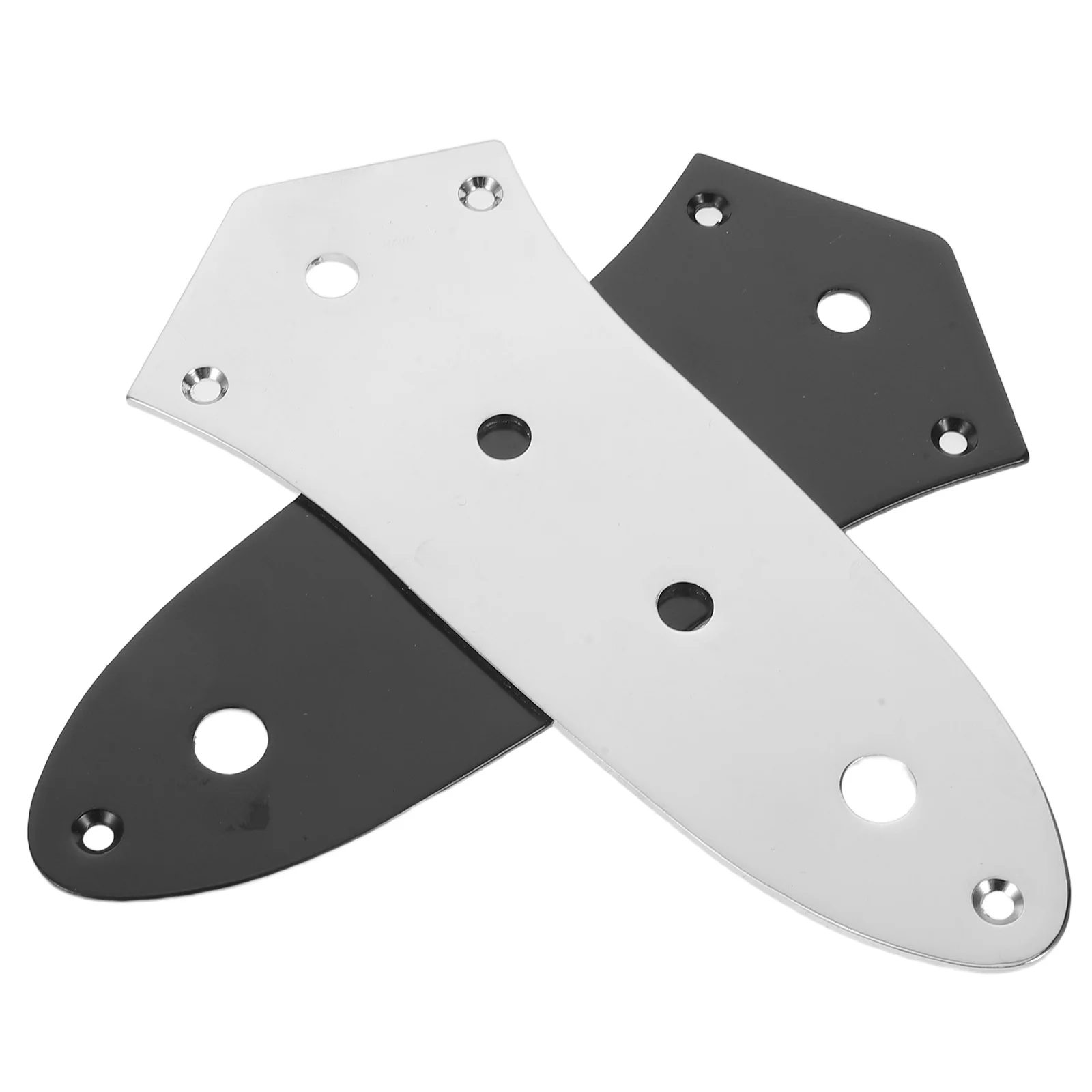 

2pcs Electric Bass Accessories Dual Color Truss Rod Cover Plate Chrome Black Neck Reinforcement Replacement For Guitar Repair