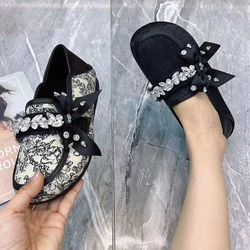 Summer Women Shoes Plus Size Fashion Rhinestone Female Flat Loafers Casual Women Mullers Retro Style Designer Ladies Shoes