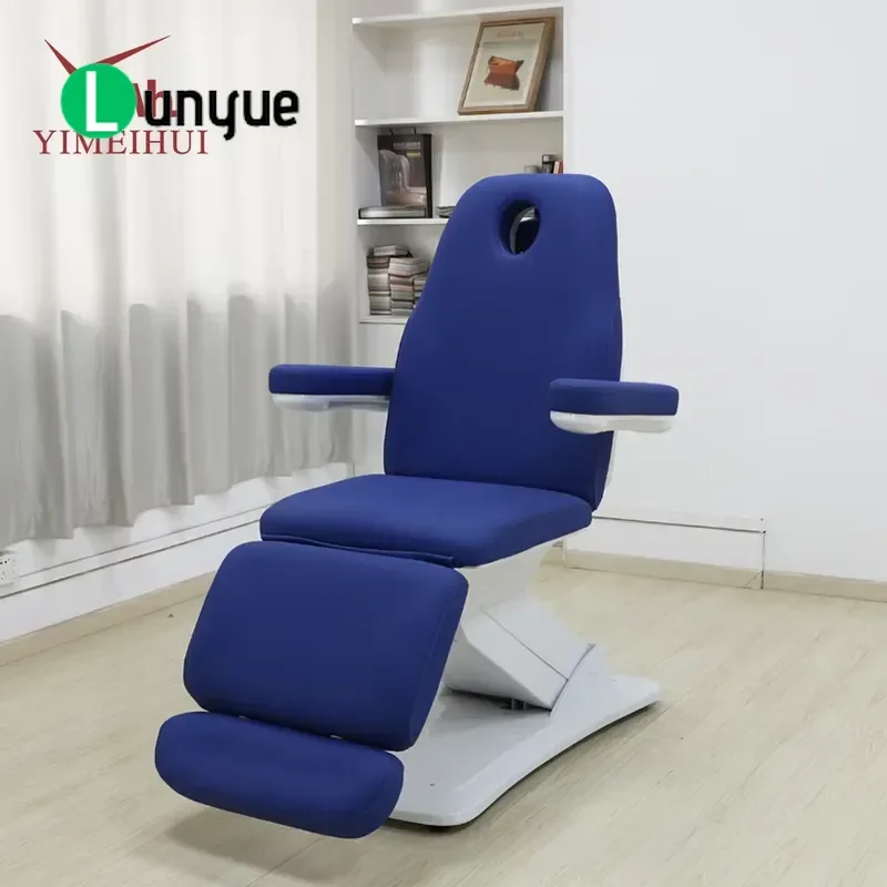 3 Motor Electric Massage Bed Single Column Adjustable Beauty Bed with Integrated Foot Controller for Spa Treatment