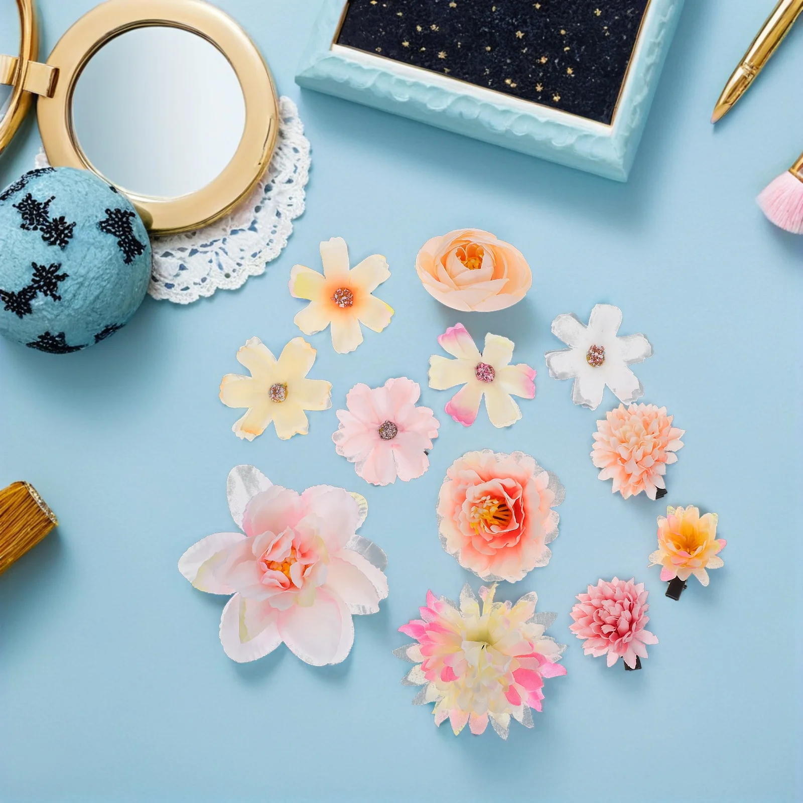 12 fermagli per capelli con fiori, forcine floreali artificiali hawaiane, accessori decorativi per capelli in stile bohémien per le donne estive