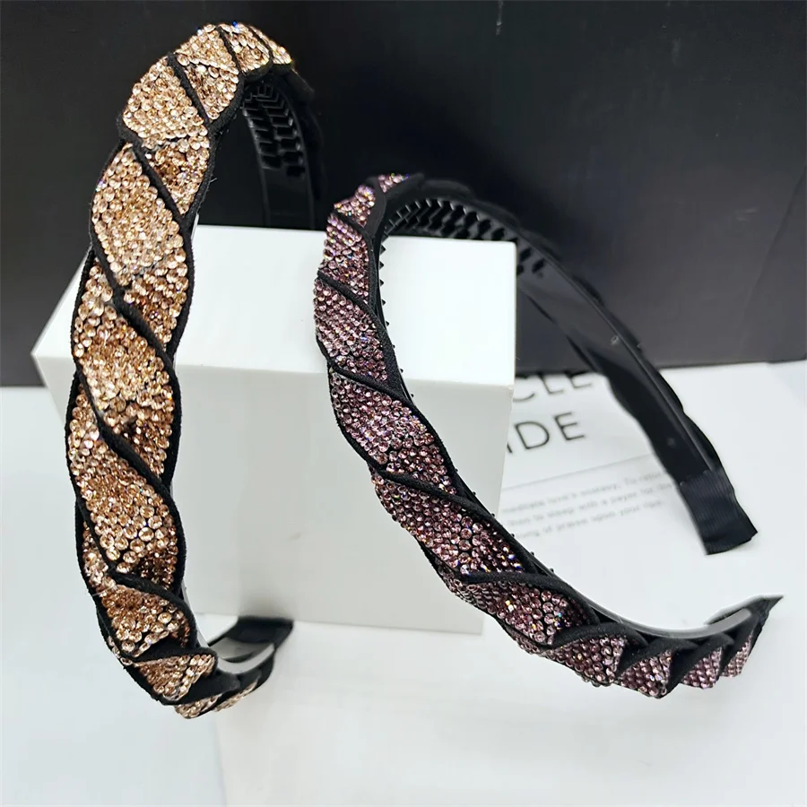 New Fashion twist pattern Antislip Multicolor Rhinestones Gorgeous Luxury Rhinestone Headband Prom Travel Gift Hair Accessories