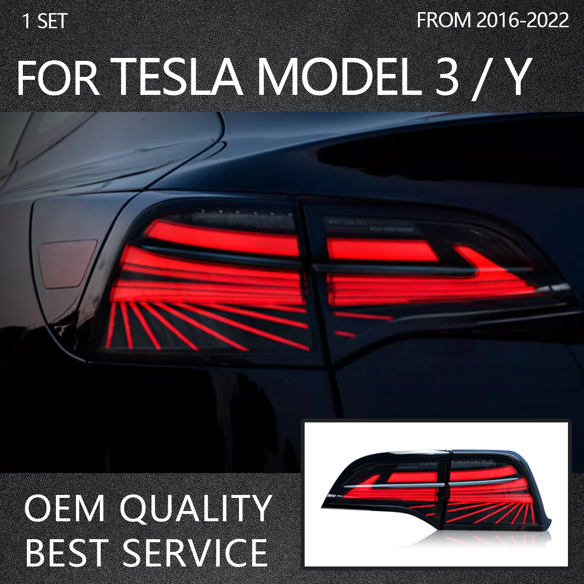 Car Lights LED Tail Lamps For Tesla Model 3 Model Y 2016-2023 Rear Taillights Assembly Start-up Dynamic Lamp