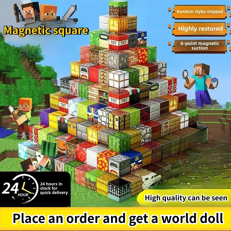

New Magnetic Building Blocks Mine World Cube Magnet World Set for Kid Age 3+ DIY Model Children Stem Best Montessori ensory Toys