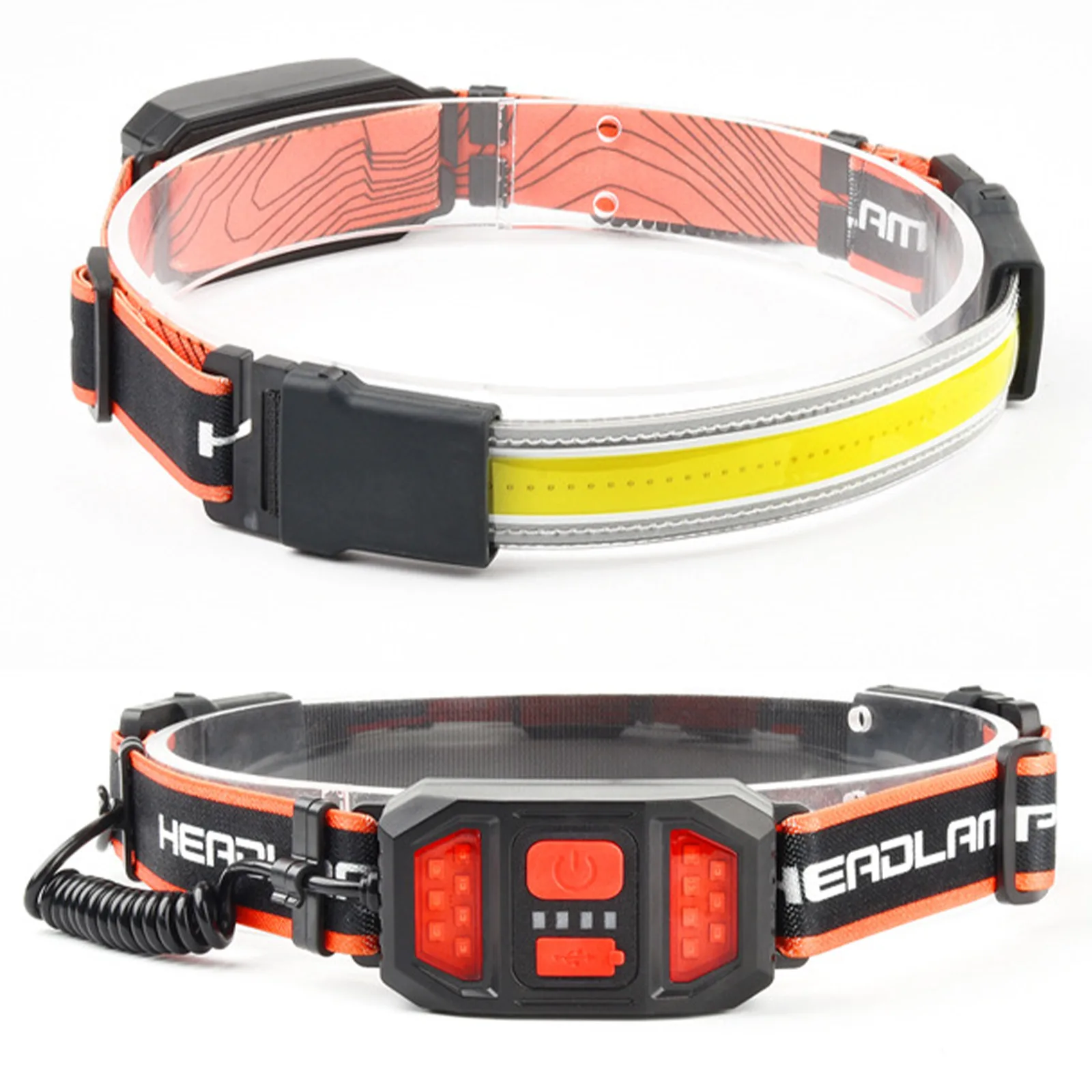 

LED Headlamp with Tailight Rechargeable Headlamps for Safety Helmet Flashlight Wide Beam Headlight Hard Hat Accessories