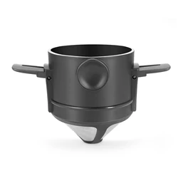 Folding Hand Brewed Coffee Filter Coffee Dripper Cone  for Drip Coffee and Tea with Stainless Steel Holder No Filter Paper