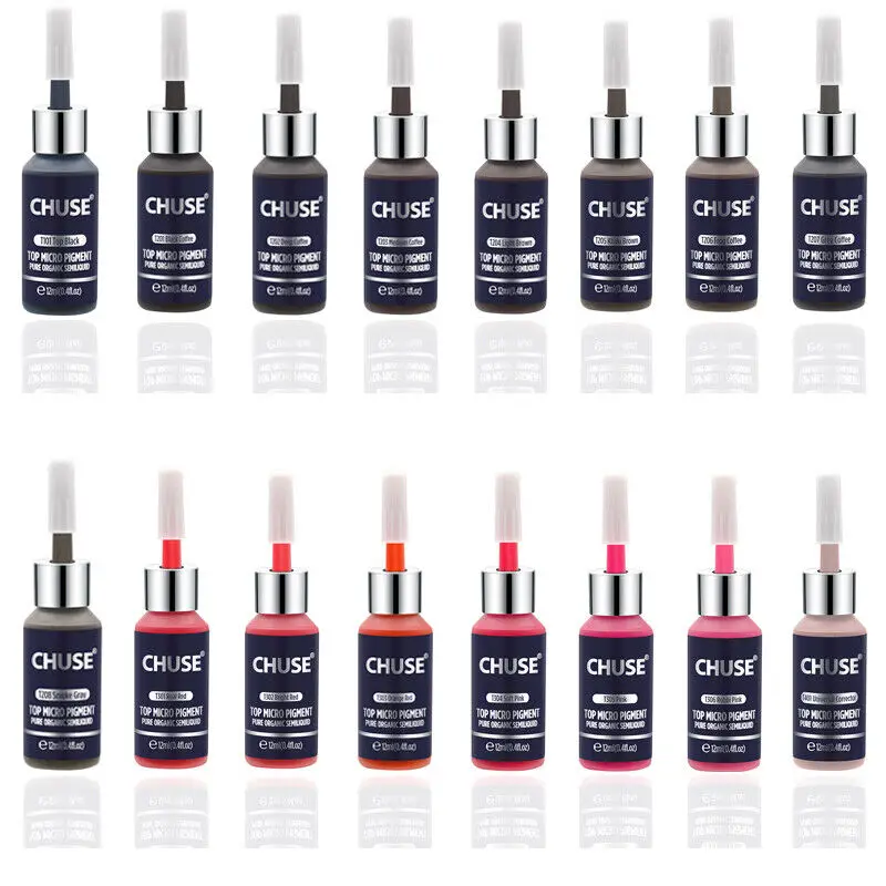 

CHUSE 16 цветов пигмент для перманентного макияжа подводка для глаз набор чернил для татуировки пигмент для микроблейдинга бровей профессиональный 12 мл 0,4 унции