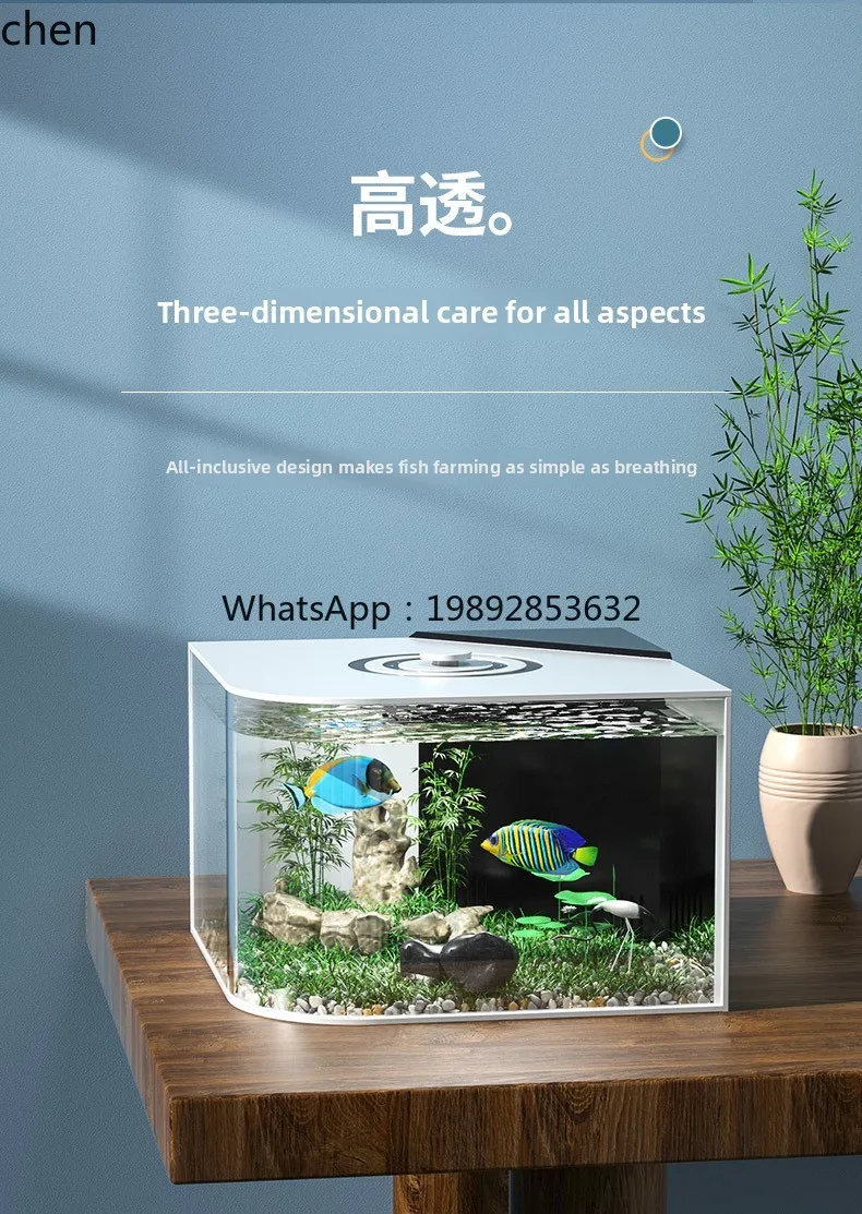 new acrylic desktop light luxury premium hot bend Internet celebrity corner corner small fish tank