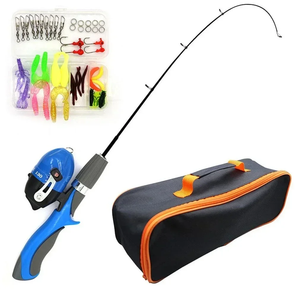 

Kids Fishing Pole Set Telescopic Portable Lightweight Comfortable Grip Fishing Rod Kit With Reel Bait Box Fish Equipment