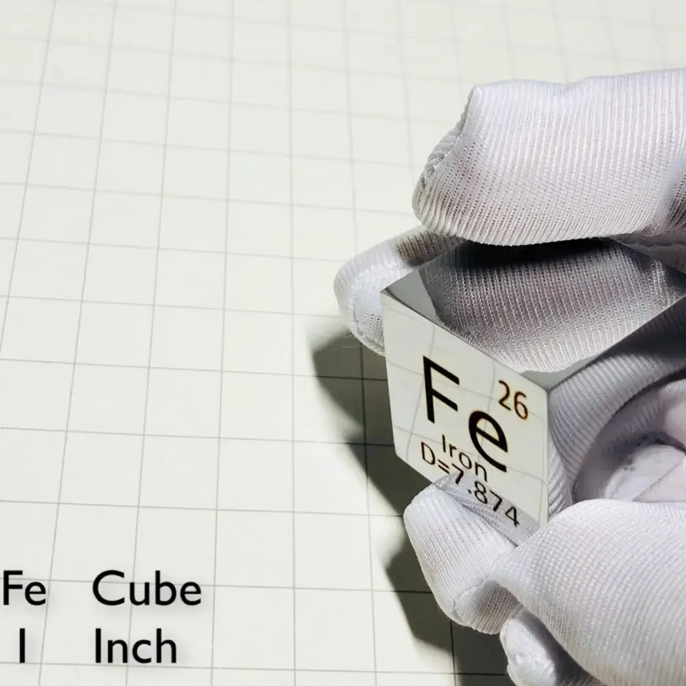 1* Iron Ferrum Metal Cube Fe ≥ 99.99% Element Collection 1 inch Specular Surface