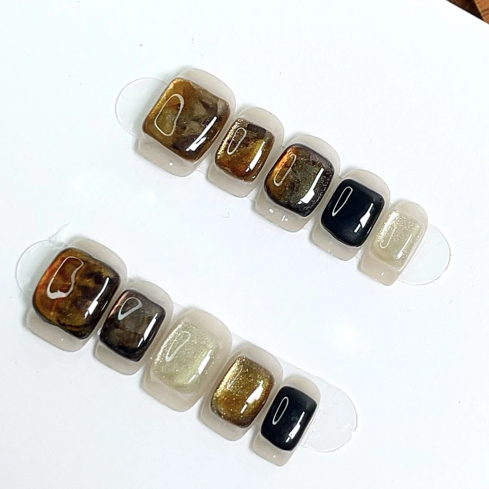 10pcs Handmade Sweet y2k Press on Nails Cat Eye Cute Design Short Kapibala Decor Fake Nail Wearable Full Cover False Nail Tips