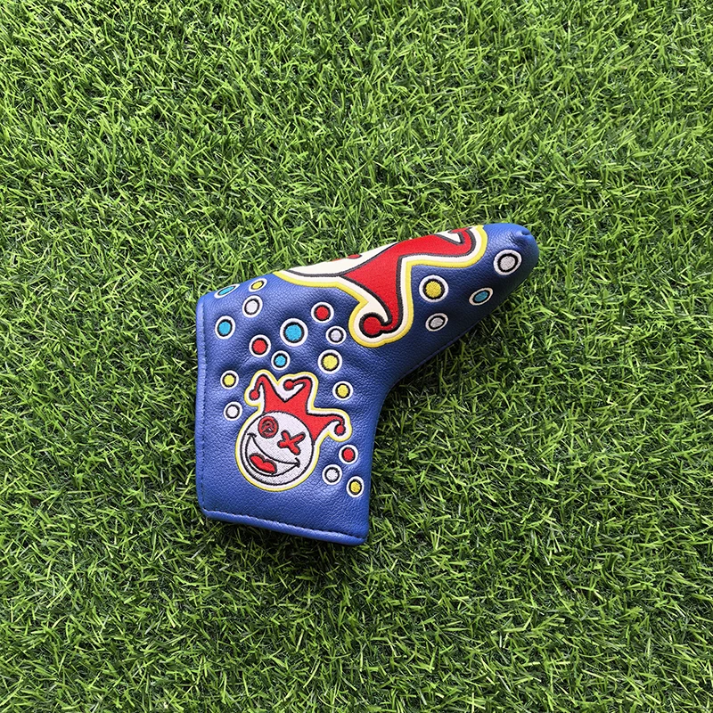 Cartoon clown putter covers Golf club head cover L-shaped linear putter cover head covert The Magnetic