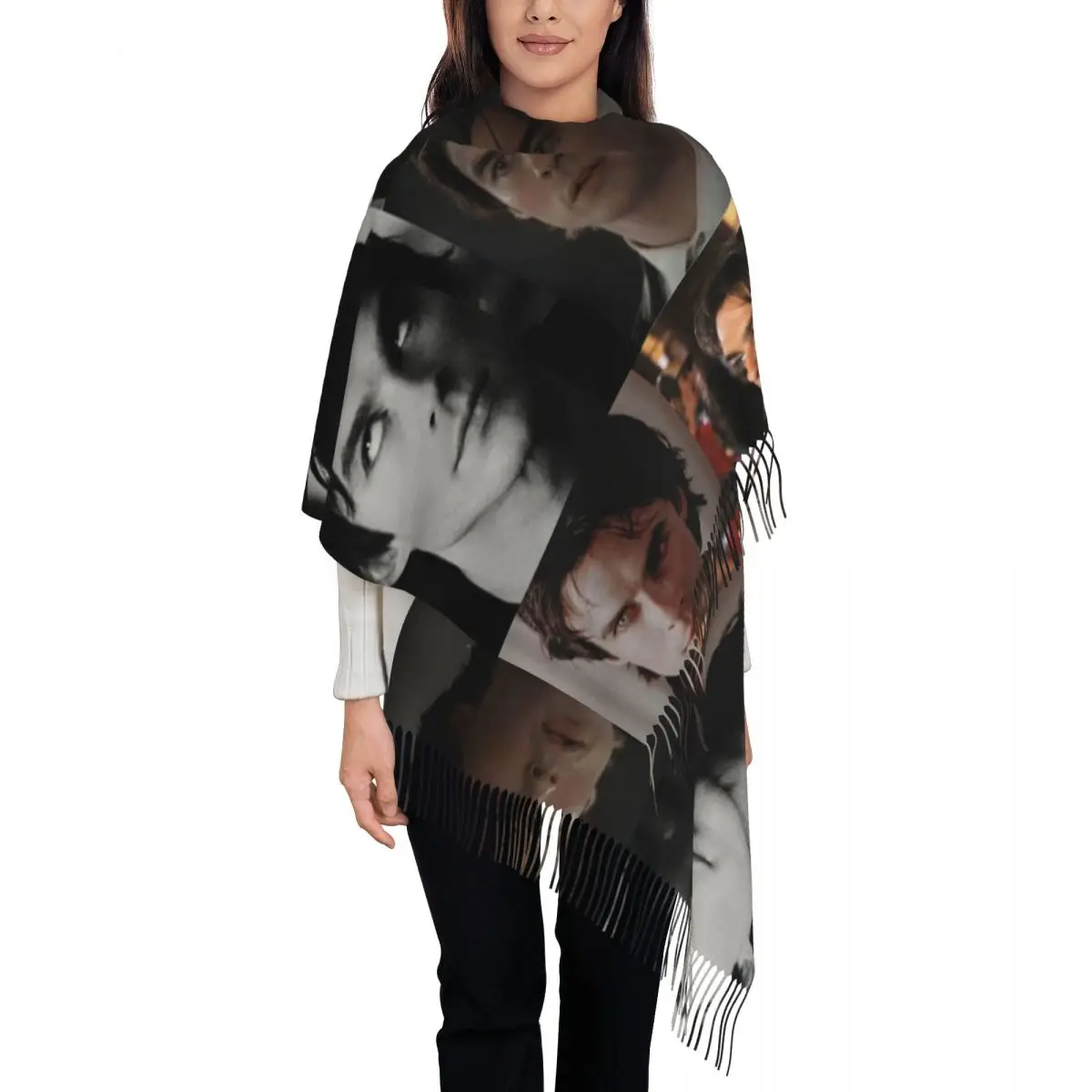 The Vampire Diaries Scarf for Women Winter Fall Pashmina Shawls and Wrap Damon Salvatore Large Shawl Scarf for Ladies