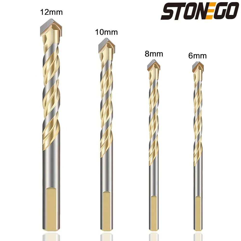 

STONEGO 1PC Masonry Drill Bit for Concrete Plastic Soft Metal Tile Glass Wood Wall Mirror Ceramic Brick Wall 6mm/8mm/10mm/12mm