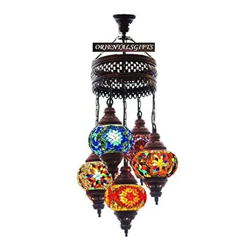 Mosaic Chandelier, Filigree Copper Mosaic,Mosaic Lamp,Turkish Lamp,Moroccan Lantern