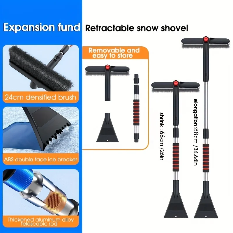 Car Snow Brush Retractable Snow Plow Window Glass Defrost Scraping Snowboard Winter Snow Clearing Tool Car Exterior Accessories