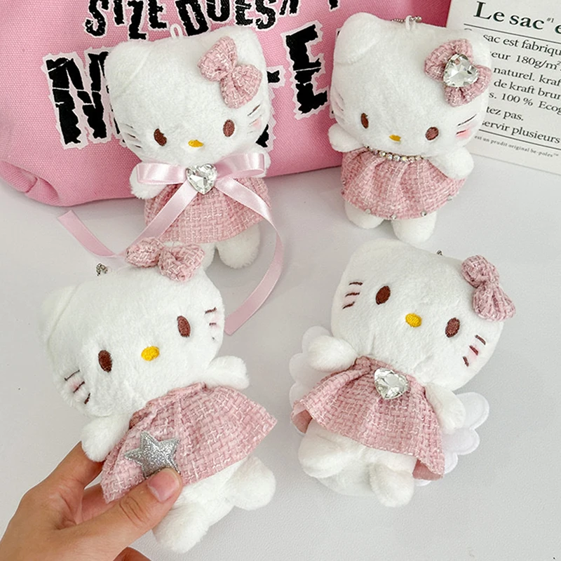 Sanrio Hello Kitty Plush Doll Keychain Pendant Girls Gift Cartoon Kt Cat Stuffed Plushies Key Ring Bag Accessories Kids Toys