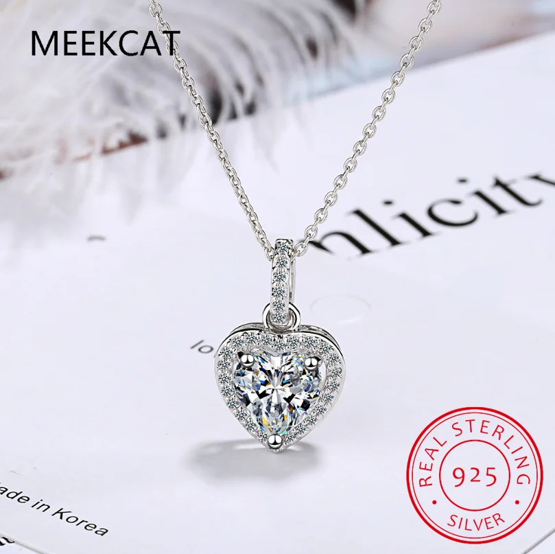 

2CT Heart Shaped Pendant Moissanite Necklace For Women 925 Sterling Silver Solitaire Necklace Temperament Wedding Jewelry Choker