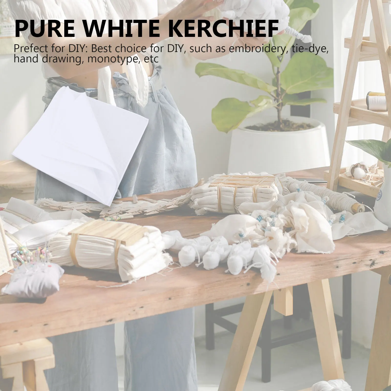 

12 Pcs Cotton Handkerchief Pure White Square Scarf Lightweight DIY Painting Towel Absorbent Compact Doodle Embroidery
