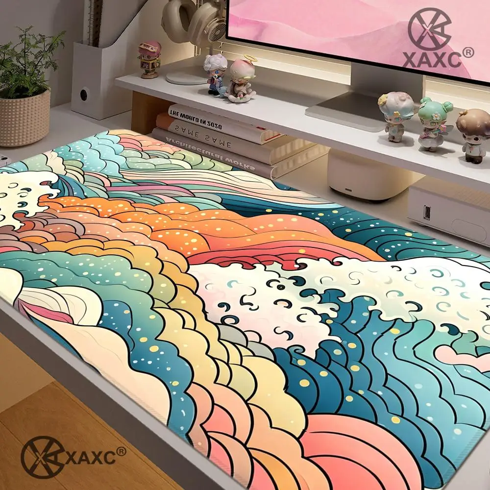 

Japanese Ukiyo-e Great Waves Mouse Pad Large Rubber Anti-slip Desk Accessories HYBXXC Office&Gamer Keyboard Mats Decor Mat