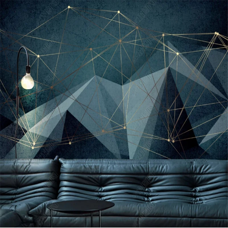 

Creative Golden Geometric Lines Mural Wallpaper For Living Room Modern Abstract Light Luxury TV Background Wall Paper Home Decor