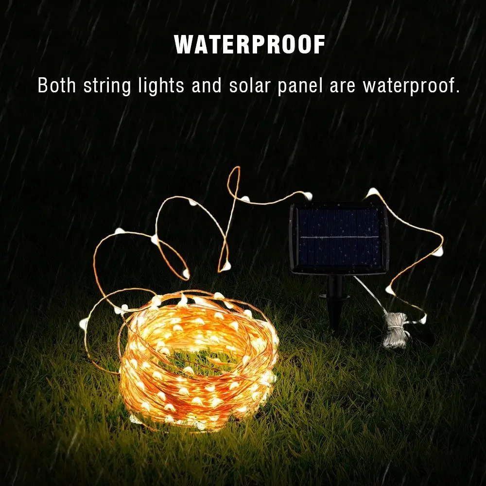 Solar String Fairy Lights 12m 100LED / 32M 300 LED  Waterproof Outdoor Garland Solar Power Lamp Christmas For Garden Decoration