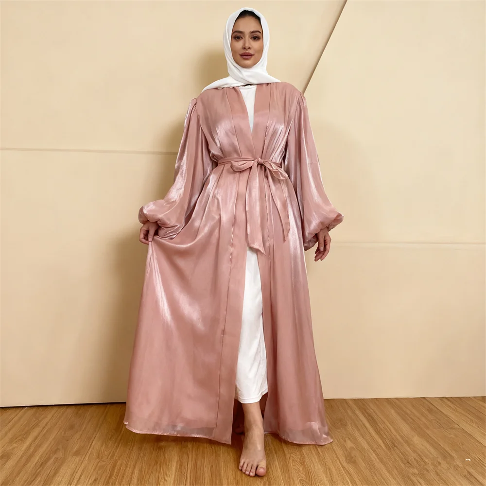 Ramadan brilhante aberto abayas para mulheres vestido muçulmano dubai kaftan kebaya caftan marocain femme robe islam quimono cardigan jalabiya