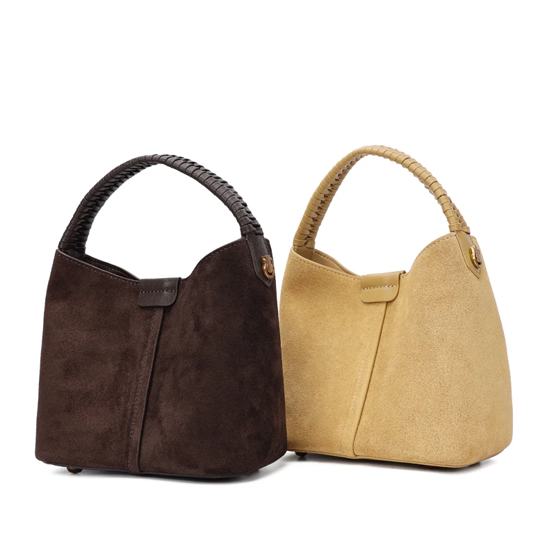 Genuine Suede Handbag Women First Layer Cowhide Messenger Shoulder Bags Ladies Luxury Design Phone Storage Woman Crossbody Bag
