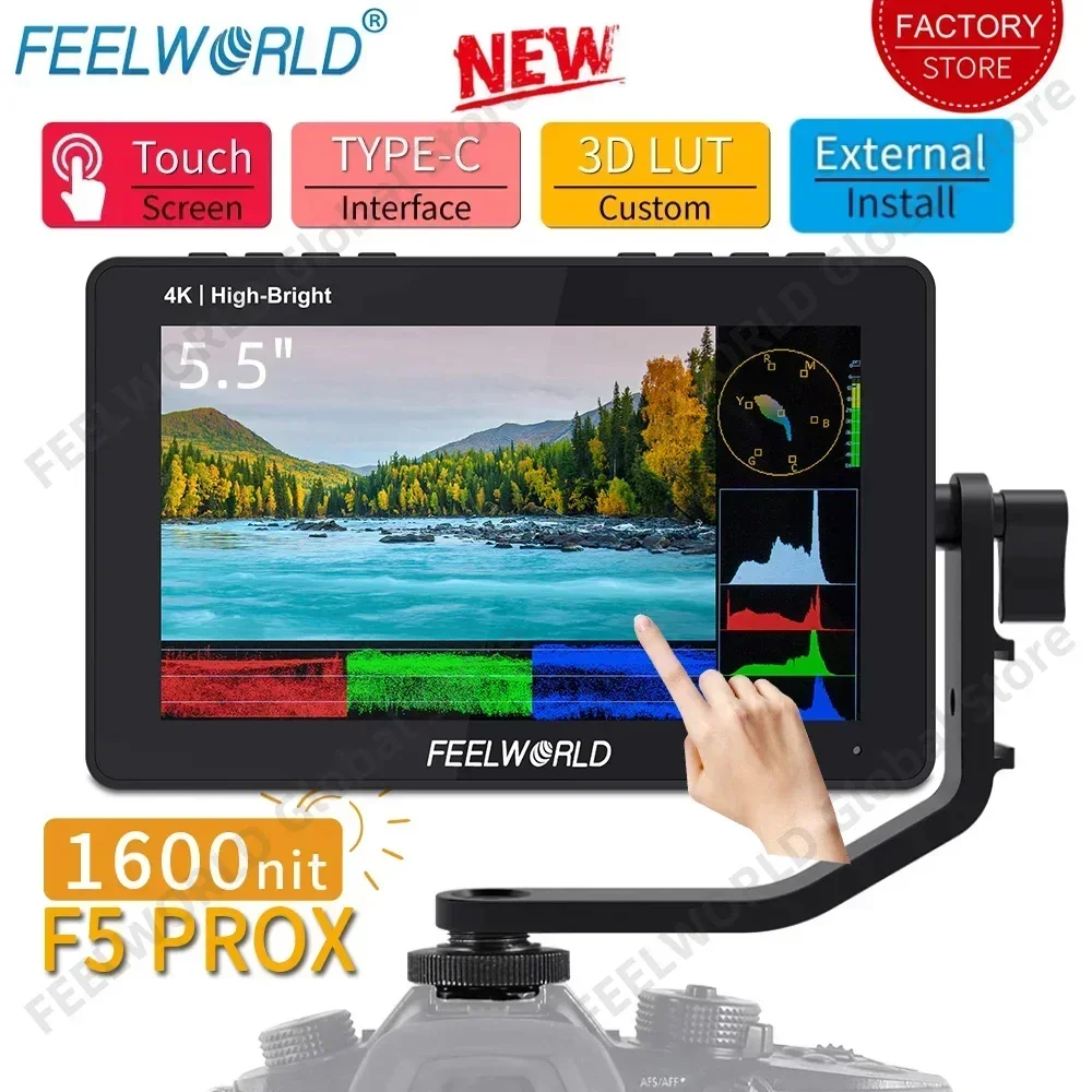 Feelworld F5 PROX 5,5-дюймовый монитор Full HD для наружной установки F970 Комплект внешней установки и питания 3D LUT 1600nit с сенсорным экраном Полевой монитор