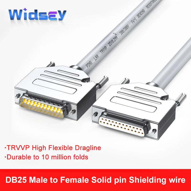 DB25 Serial Port Cable Male To Female Connector Industrial Grade High Flexible Drag Chain Line 25pin Solid Needle Gold-plated