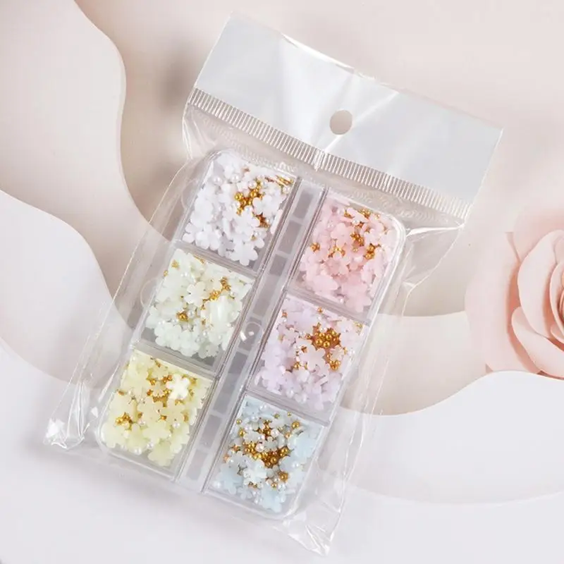 

QXND подвески для ногтей с цветком для акриловых ногтей с металлическим шариком и жемчугом DIY ювелирные украшения