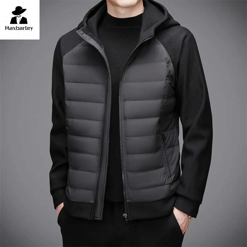 2024 New Winter Down Jacket Men's Luxury Brand Lightweight Warm White Duck Down Parka Male Casual Sports Windproof Hooded Coat