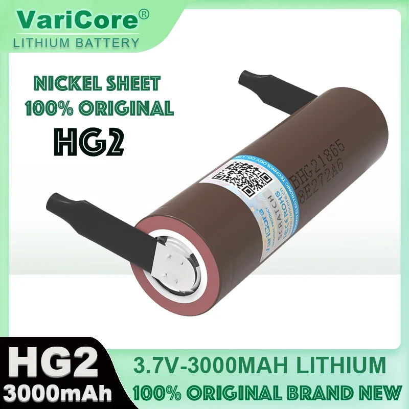 VariCore 100% New HG2 18650 3000mAh Rechargeable battery 18650HG2 3.6V Power batteries DIY Nickel Sheet