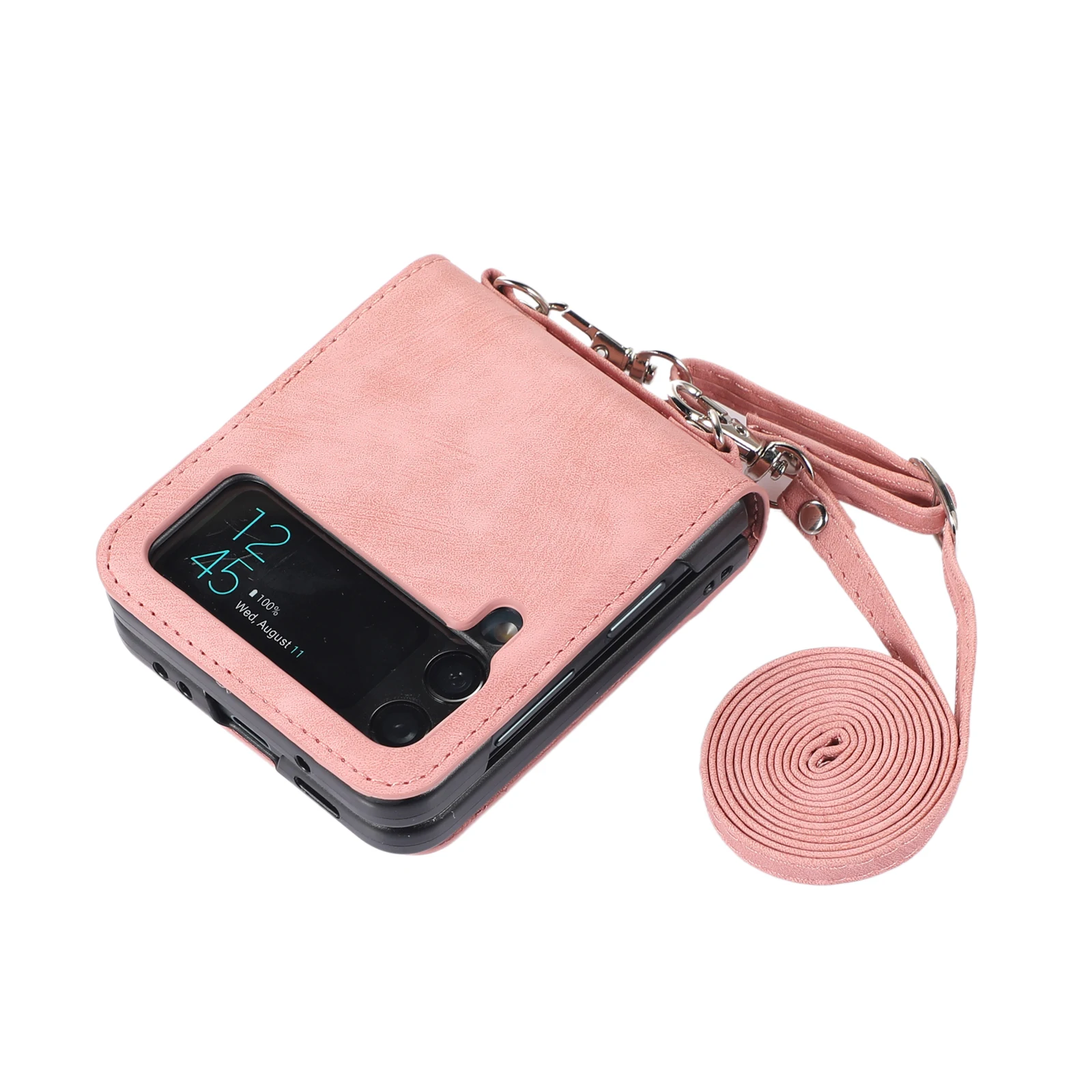 Lanyard Crossbody Wallet Leather Case For Samsung Galaxy Z Flip 7 FE 6 5 4 3 5G Card Slot Shockproof flip5 Protect Shell Cover