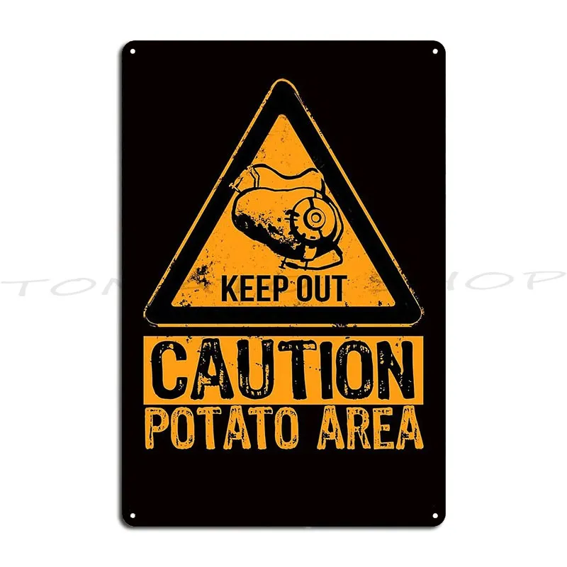 Portal Potato Keep Out Sign Funny Video Game Metal Plaque Cinema Personalized Party Garage Custom Tin Sign Poster